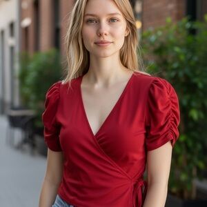 Elegant Lulus Red Wrap Top